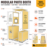 Photomaton en bois à démontage facile, modulaire, portable, station de selfie, impression instantanée pour smartphones et iPad, faible coût d'expédition