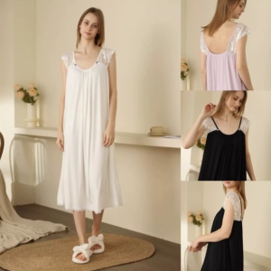 <span class=keywords><strong>Camicia</strong></span> <span class=keywords><strong>da</strong></span> <span class=keywords><strong>Notte</strong></span> in Modal <span class=keywords><strong>da</strong></span> Donna Stile Francese con Pizzo, Vestito Lungo Maxi per Dormire, Vestibilità Ampia, Taglie Forti, Traspirante, Leggero, con Schiena <span class=keywords><strong>Aperta</strong></span> - Product Image 2