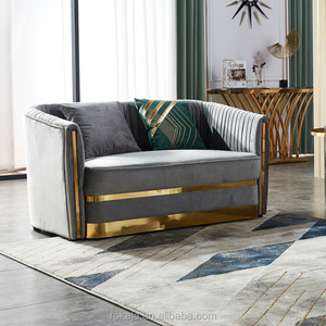 Günstige italienische 1 2 3 Sitz Stoff Sofa Set Luxus Samt grau Sofa Moderne Villa Wohnzimmer Gold Schnitt <span class=keywords><strong>Couch</strong></span> bezug Sofa Set - Product Image 4