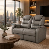 Canapé électrique moderne deux places en cuir véritable avec fauteuil inclinable électrique, rembourrage en mousse à mémoire de forme, structure en bois extensible