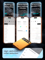 Enregistreur vocal intelligent avec transcription IA, transfert de texte instantané, contrôle par application, enregistreur audio numérique portable pour étudiants