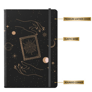 Diario Mágico LABON con Tapa Dura de Diseño Minimalista, Símbolos Bohemios y Astrológicos del Espacio, Estrellas y Luna en Dorado y Negro - Product Image 6