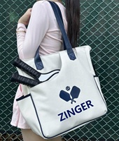 Sac de sport de luxe personnalisé en toile pour femmes Pickleball Balle de cornichon Sacs de raquette de tennis Pickleball Sac de pagaie avec poignée en cuir