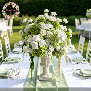 Boules de fleurs artificielles en soie de haute qualité, centres de table, style romantique, blanc et vert, 50 cm, décorations de mariage - Product Image 4