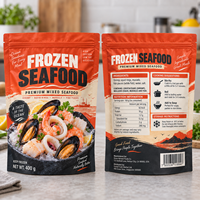 Sachet Doypack Personnalisé pour Fruits de Mer Surgelés, Qualité Alimentaire, avec Fermeture Zip, pour Stockage de Crevettes, Poisson, Saumon, Viande