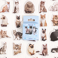 Paquete de 45 Pegatinas de Papel con Diseño de Gatitos para Selfies, Lindas Pegatinas de Gatos de Dibujos Animados para Decorar Cuadernos, Fundas de Teléfono y Más