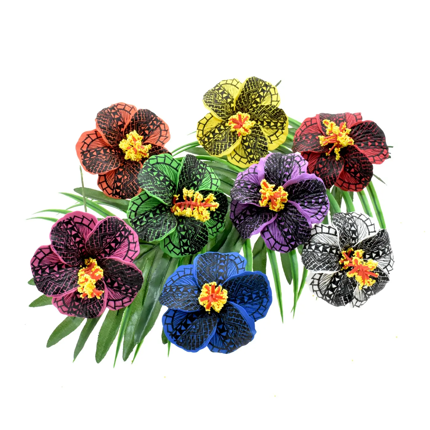 Hibiscus Hair Flower with Stem Accessories For Hawaiian Party Decoration Colorful Soft Foam Flowers for Women Girls