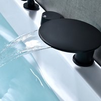 Robinet de baignoire WEIHAO en chrome poli à montage sur pont, avec bec large et plat, douchette à main incurvée, mitigeur de bain pour la maison et l'hôtel
