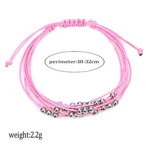 Bracelets en cordon <span class=keywords><strong>ciré</strong></span> tressé à la main, multi-couches, ajustables, imperméables, multicolores, style bohème, perles faites à la main, bijoux pour femmes, <span class=keywords><strong>pas</strong></span> chers - Product Image 2