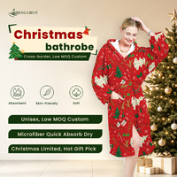 Peignoir de Noël personnalisé en microfibre à capuche, séchage rapide, pour femmes et hommes, tailles S-3XL, avec poches, cadeau de fêtes
