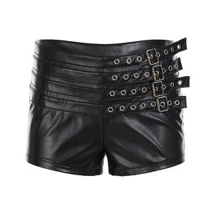 Low Rise Women's <b>Overalls</b> Button Fly Adjustable PU Leather Belt Windproof Eco-Friendly Edgy Punk Gothic Hot <b>Shorts</b> Canvas - Product Image 5