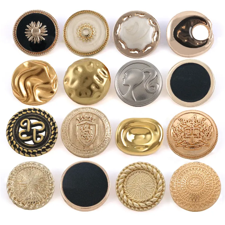 Botões personalizados de metal aleação de zinco latão de botão logotipo en dourado abrigo de costura botões de vastago