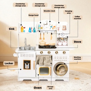 <span class=keywords><strong>Cuisine</strong></span> en bois pour enfants avec évier et lave-vaisselle, ensemble de jeu de rôle, jouets alimentaires pour enfants - Product Image 4
