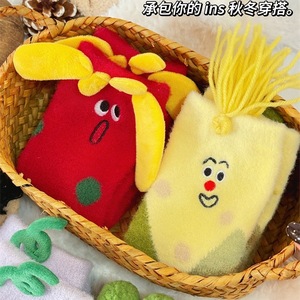 Three Delicacies Cute Vegetable Shaped Fleece Socks Women Thickening Breathable Warm Home <b>Sleep</b> Socks - Product Image 2