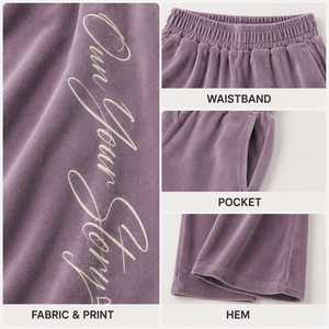 <span class=keywords><strong>Pantaloni</strong></span> Sportivi a Gamba Larga ODM per Donna, in <span class=keywords><strong>Velluto</strong></span> <span class=keywords><strong>con</strong></span> Vita Elastica, Stampa Serigrafica, Vestibilità Comoda per Uso Quotidiano - Product Image 4