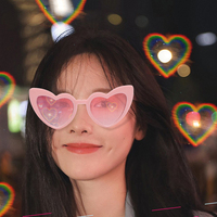 Fête Festival amour lunettes lentilles transparentes effet coeur Diffraction lunettes éclairer El Wire Rave lunettes lueur clignotant