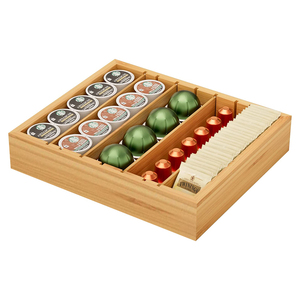 Cheap Easy Bamboo Wooden 36 Coffee Pod Tea Storage Serving Trays Holder Bamboo Box Organizer For Coffee