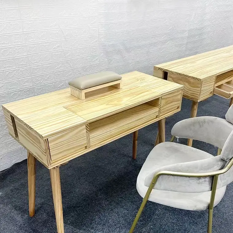 सस्ते कीमत आधुनिक शैली सैलून फर्नीचर लकड़ी कील मैनीक्योर सैलून टेबल