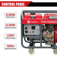 Générateur diesel portable 6KW 6.5KW à châssis ouvert avec roues à poulie 230V monophasé certifié CE pour usage extérieur et agricole