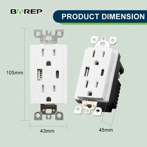 Toma de Corriente Doble de Pared Barep con Certificación UL de 15A, con Puertos USB-A de 4.8A y Tipo C, Resistente a Manipulaciones - Product Image 2
