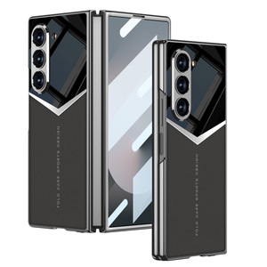 Funda de teléfono de cuero de lujo para Galaxy Z Fold 6 Block Galvanizado Liso Hecho PU cuero Jazz fibra de carbono - Product Image 3