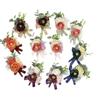 AYOYO OEM Flowers For Decoration Wedding Artificial School Opening Wrist Corsage Brooch