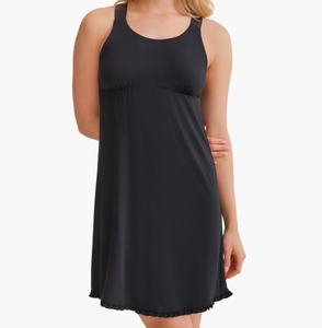 Oferta Especial: Vestidos sin mangas con busto fruncido, cintura alta, estilo lencería, con dobladillo con volantes, camisón de moda, camisón tipo racerback para mujer - Product Image 1