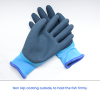 Gants de travail isolants imperméables en tissu éponge thermique enduit de latex bleu avec doublure chaude pour la pêche en hiver