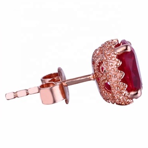 OEM Giá cả hợp lý 14K tăng mạ Vàng Ruby Bông tai Stud - Product Image 2