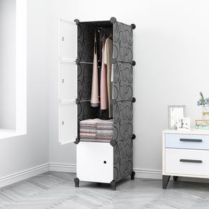 <span class=keywords><strong>Armario</strong></span> de plástico con 4 rejillas de espacio ultradelgado, color blanco y negro, barato - Product Image 3