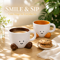 Tasse à café en céramique tendance en forme de pied, 300 ml, sous glaçure, motif dessin animé ludique, nouveauté avec anse pour bureau, maison, usage quotidien