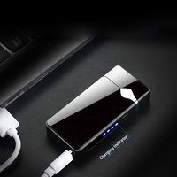 Briquet Électrique Classique en Métal Rechargeable par USB avec Indicateur de Batterie LED, Coupe-Vent, Plasma, Cendrier Électronique pour Cigarettes, Idéal pour les Affaires