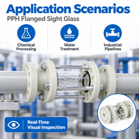 Vanne de visualisation transparente PPH à bride pour l'inspection du flux industriel, raccord pour conduites de process résistantes aux acides et aux alcalis