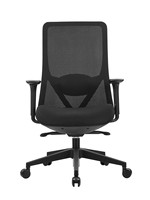 Chaise de bureau ergonomique moderne à dossier mi-haut en maille noire avec accoudoirs 4D et soutien lombaire réglable pour la maison, le bureau et l'hôtel