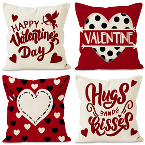 Элитные льняные декоративные подушки с принтом для спальни, комплект наволочек для влюбленных на День святого Валентина - Product Image 2