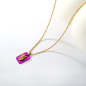 Collar de Acero Inoxidable con Colgante de Cuentas Serie Frutas, Diseño Geométrico Moderno y Lindo, Accesorio de Regalo para Ocio - Product Image 4