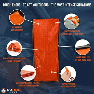 Chaud et imperméable Camping extérieur survie Mylar thermique <span class=keywords><strong>Bivvy</strong></span> sac de couchage d'urgence avec sac en tissu emballage - Product Image 6