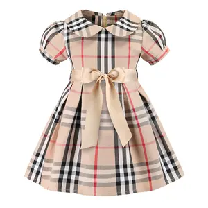 Hot sale summer kids dresses for girls casual 100% cotton dresses for girls baby fashion collar girl dresses 3 to 5 years
