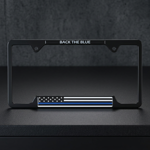 Cadre de plaque d'immatriculation LED Thin Blue Line en aluminium et plastique avec cadre en acier 12W X 6H plaqué noir - Product Image 3