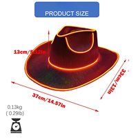 Cappello da Cowboy Personalizzato 2026 con Luci Lampeggianti, Decorazione al Neon, Cappello LED per Festival, Cappelli Luminosi per Feste EDC per Adulti