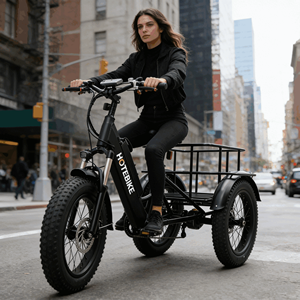 Tricycle électrique pour adultes, 7 vitesses, 20/24 pouces, vélo électrique avec <span class=keywords><strong>remorque</strong></span> de transport, pneus larges, tricycle électrique à 3 roues, vélo cargo électrique - Product Image 1