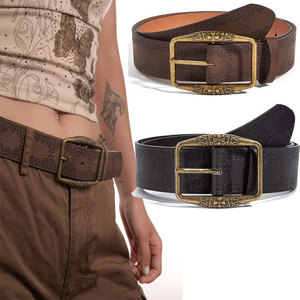 <span class=keywords><strong>Ceinture</strong></span> en <span class=keywords><strong>cuir</strong></span> marron vintage pour <span class=keywords><strong>femme</strong></span>, nouveau design, gaufrée, effet vieilli, polyvalente, avec boucle en alliage, 105 cm, <span class=keywords><strong>ceinture</strong></span> à assortir - Product Image 1