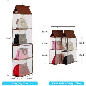 Hot Sale Women's Foldable Non-Woven Fabric Hanging Organizer Multi-Layer Sturdy Hook for Purse and Handbag Storage in Wardrobe - Product Image 3