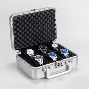 Custodia per <span class=keywords><strong>Orologi</strong></span> di Lusso in Lega di Alluminio e Magnesio, Leggera e Resistente, con 4-6 Scomparti, Impermeabile, con Lucchetto TSA, Moderna Scatola da Trasporto e Esposizione - Product Image 5