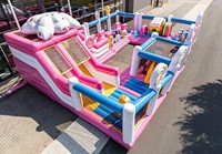 Ciudad de Diversión Inflable Comercial Gigante con Temática de Candyland, Castillo Inflable de PVC, Gran Parque Infantil para Alquiler en Fiestas Infantiles