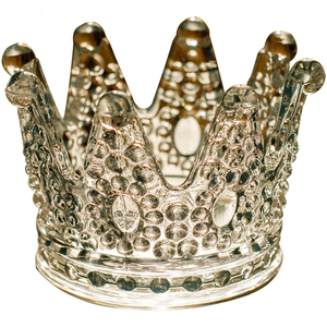 Bougeoir en verre à couronne en cristal d'inspiration européenne vintage, ornement décoratif de luxe pour les bijoux d'ambiance créative de Noël - Product Image 1