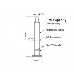 Colonne vide SPE de 30 ml contenant 2 frits hydrophobes en PE de 20 µm en matériau PP, remplissage rapide, consommables pour la recherche scientifique - Product Image 5