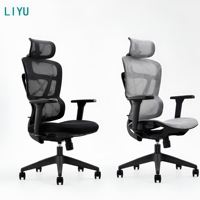 Chaise de bureau ergonomique en maille à dossier haut avec appui-tête et soutien lombaire, chaise pivotante pour le personnel de bureau