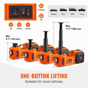 Cric hydraulique pour SUV, MPV, berline, camion, changement de pneus, réparation en garage, pompe gonflable intégrée, lumière LED, clé électrique en caoutchouc - Product Image 2