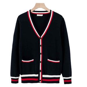 Chemise en tricot à manches longues et col en v unisexe, tricot décontracté, coupe Slim, Jersey, uniforme, tricot épais, <span class=keywords><strong>pull</strong></span> - Product Image 3